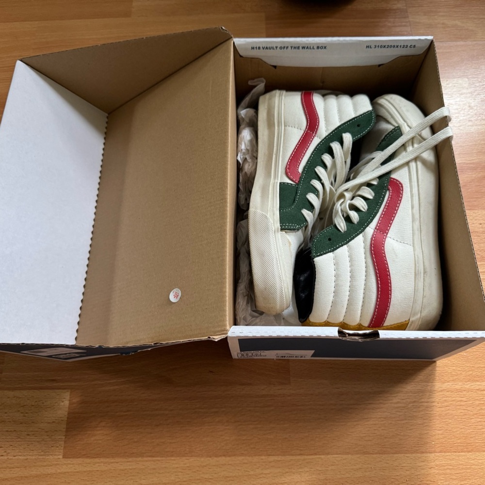 Vans  High-Top Sneakers - White, Green, and Red